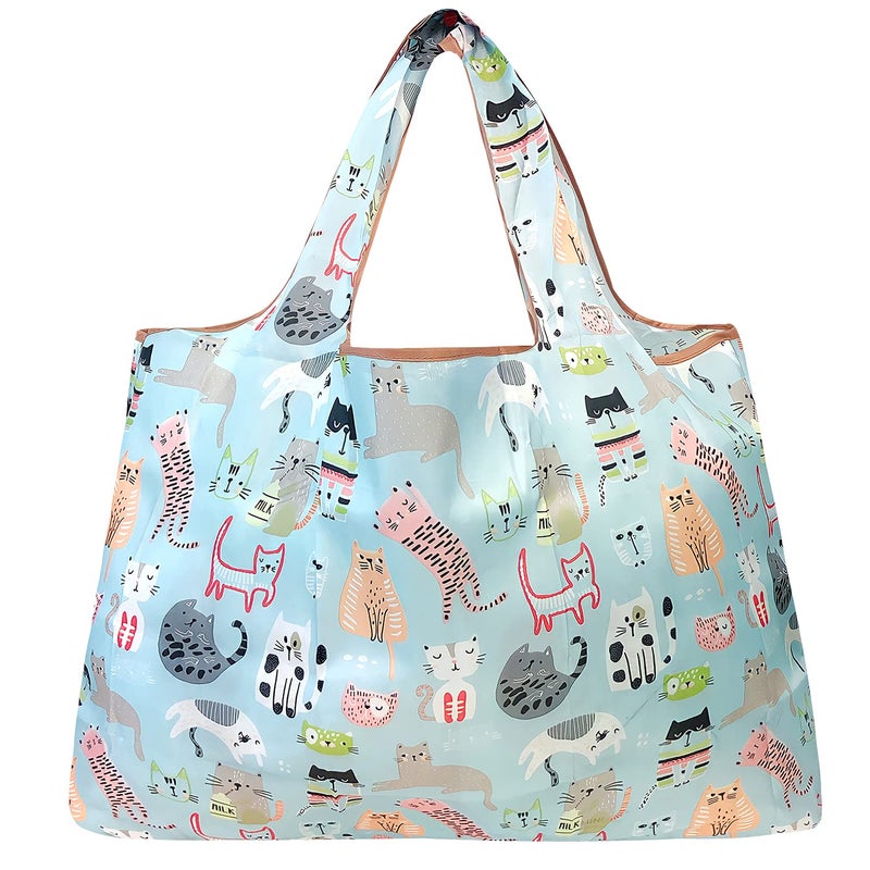 allydrew Large Foldable Tote Nylon Reusable Grocery Bag, Cool Cats - Image 2